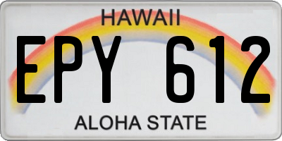 HI license plate EPY612