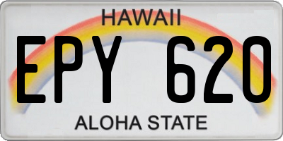 HI license plate EPY620