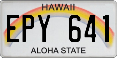 HI license plate EPY641