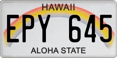 HI license plate EPY645
