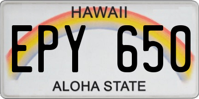 HI license plate EPY650