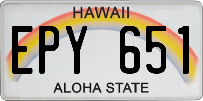 HI license plate EPY651