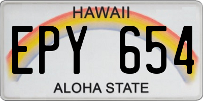 HI license plate EPY654