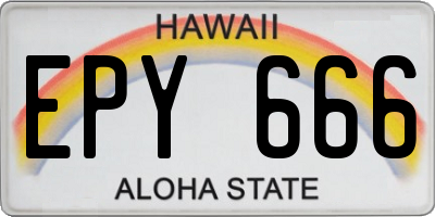 HI license plate EPY666