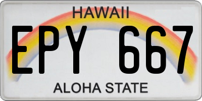 HI license plate EPY667