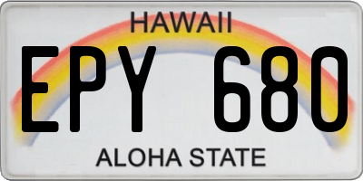 HI license plate EPY680