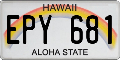 HI license plate EPY681