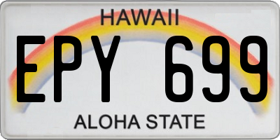 HI license plate EPY699