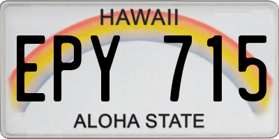 HI license plate EPY715