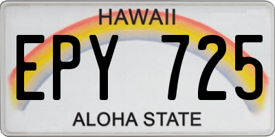 HI license plate EPY725