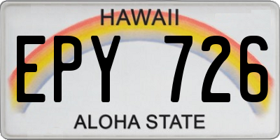 HI license plate EPY726