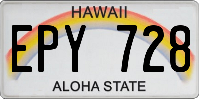 HI license plate EPY728