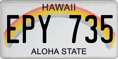 HI license plate EPY735