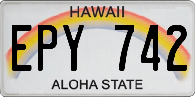 HI license plate EPY742