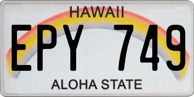 HI license plate EPY749