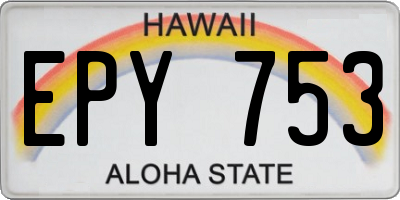 HI license plate EPY753