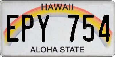 HI license plate EPY754