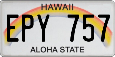 HI license plate EPY757