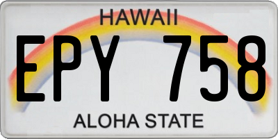 HI license plate EPY758