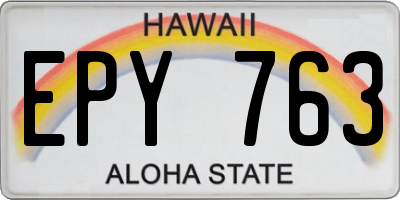HI license plate EPY763