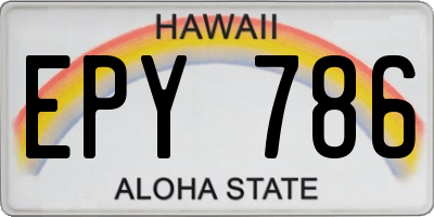 HI license plate EPY786