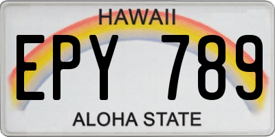 HI license plate EPY789