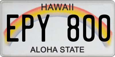 HI license plate EPY800