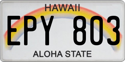 HI license plate EPY803