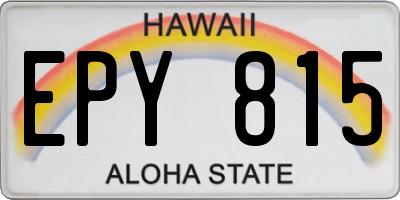 HI license plate EPY815