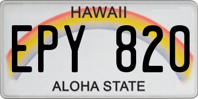 HI license plate EPY820