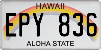 HI license plate EPY836