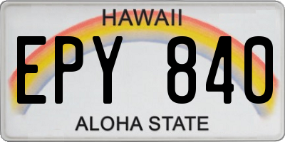 HI license plate EPY840