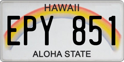 HI license plate EPY851