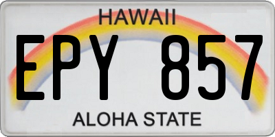 HI license plate EPY857