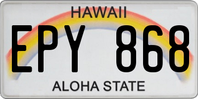 HI license plate EPY868