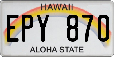 HI license plate EPY870