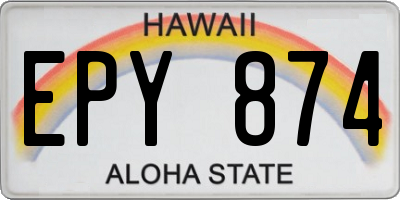 HI license plate EPY874