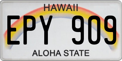 HI license plate EPY909