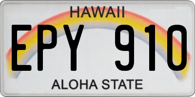 HI license plate EPY910