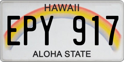 HI license plate EPY917