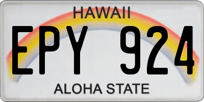 HI license plate EPY924