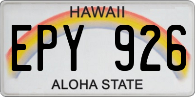 HI license plate EPY926