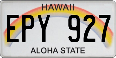 HI license plate EPY927