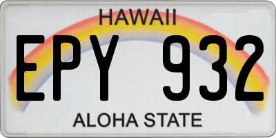 HI license plate EPY932