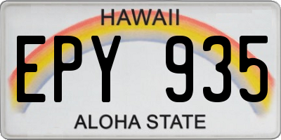 HI license plate EPY935