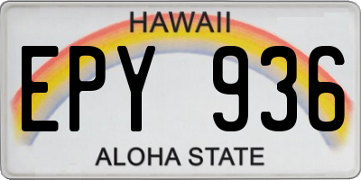 HI license plate EPY936