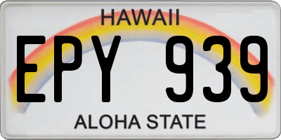 HI license plate EPY939