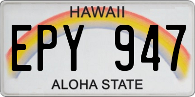 HI license plate EPY947