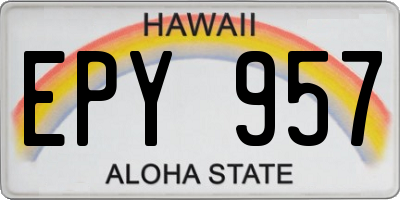 HI license plate EPY957