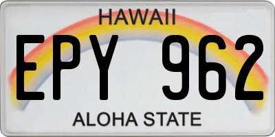 HI license plate EPY962